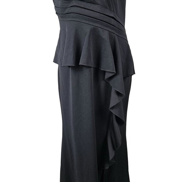 Vfshow Elegant Black Women's Evening Dress Ruffled Peplum & Flounce Size Large - Picture 8 of 13